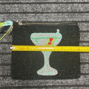 Beaded Black Clutch with Martini Design